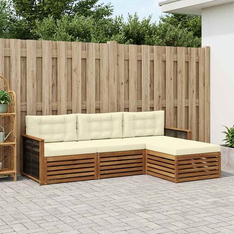 vidaXL Outdoor-Sofagarnitur Natur und Creme 249 x 162,5 x 73 cm (1/5)