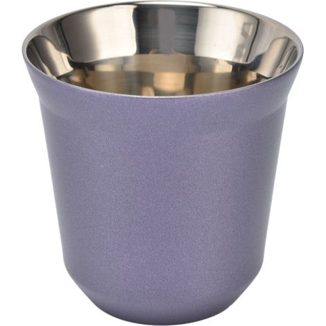 Doppelwandiger, isolierter Edelstahl-Kaffeebecher, 80 ml, lila, ideal für den Gebrauch zu Hause (1/5)