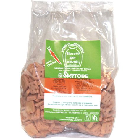 Biscotti per cavalli al gusto carota senza zucchero, coloranti e O.G.M. completamente naturali 900g