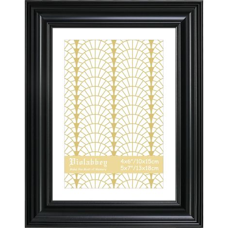Cadre photo noir 10 x 15 cm – Cadre photo vintage compatible avec 9 x 13 cm avec passe-partout ou 10 x 15 cm sans passe-partout pour montage mural ou décoration de table (1/5)