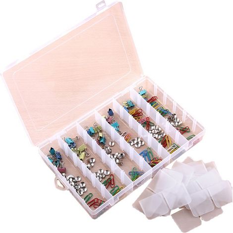 Organisateur de bijoux multifonctionnel créatif en plastique détachable à 36 compartiments, boîte de rangement pour vis et cosmétiques à monter soi-même, transparent, lot de 2 (1/5)