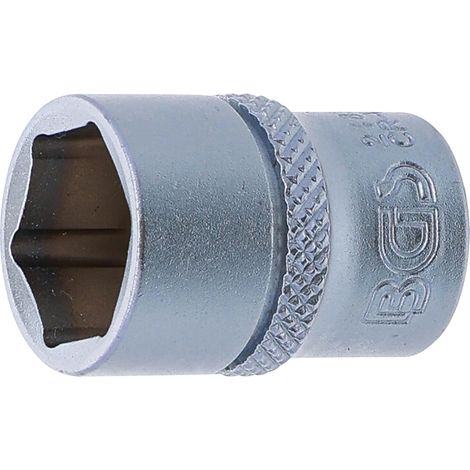 1 - Douille - Clé Six Pans - Acier Chrome Vanadium - Pour Serrage Et Déboulonnage - Usage Mécanique - Chromé Mat - 6,3 Mm X 13 Mm