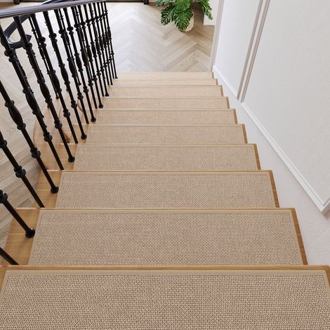 Tapis d'escalier en caoutchouc antidérapants rectangulaires antidérapants pour enfants et animaux domestiques(76 20cm 15pcs Beige) (1/4)
