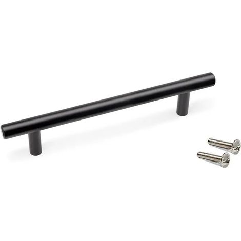Orlando Möbelgriff 188 mm, 128 mm Bohrabstand, Stahl, schwarz lackiert