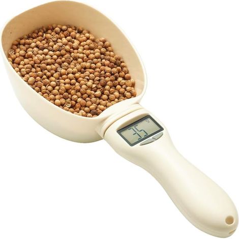 Cuillère Balance Électronique pour Aliment des Animaux - Capacité 800 g - Précision ±10 g - Affichage LCD - Unités g/ml/tasse/fl oz/oz - Fonction Détachable - 1 Pièce (1/5)