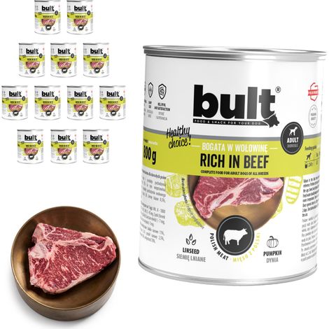 Alimento húmedo para perros BULT sabor ternera, lata de 12 x 800 g (1/2)