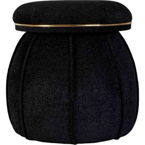 Tabouret Rond Déco "Corin" 55cm Noir & Or (1/4)