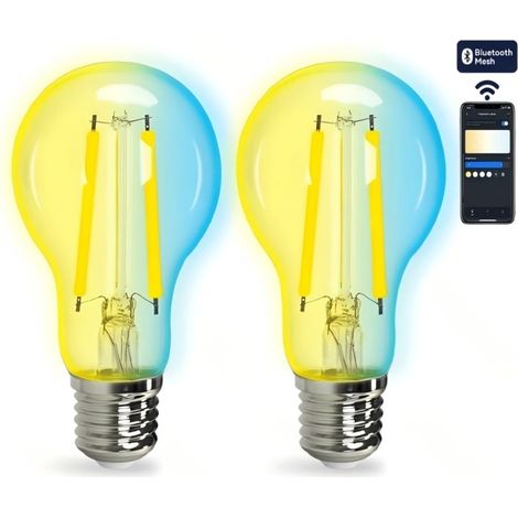Aigostar Lot de 2 Ampoules Spirale Filament A60 E27 4,9W RGBW Verre Dégradé Télécommandable Déco Maison