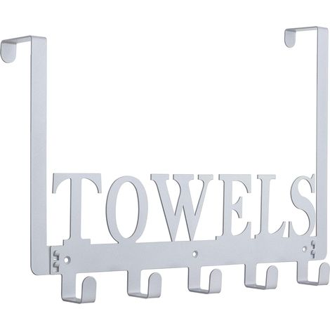 Crochet de porte, crochet porte-serviettes pour salle de bain, porte-serviettes, support pour serviettes de chambre, cuisine, piscine, plage, peignoir, fixation murale pour porte, placard, armoire (gr (1/5)