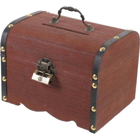 Coffre Trésor en Bois Vintage avec Serrure, Grosse Capacité Décorative, pour Organiser Bijoux et Objets Précieux (1/5)