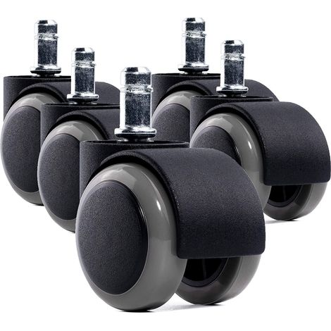 Lot de 5 roulettes pour Fauteuil de Bureau - Dimension : 11 x 48 mm - roulettes pour siège de Bureau adapté aux sols Dur - Rotation à 360° (1/5)