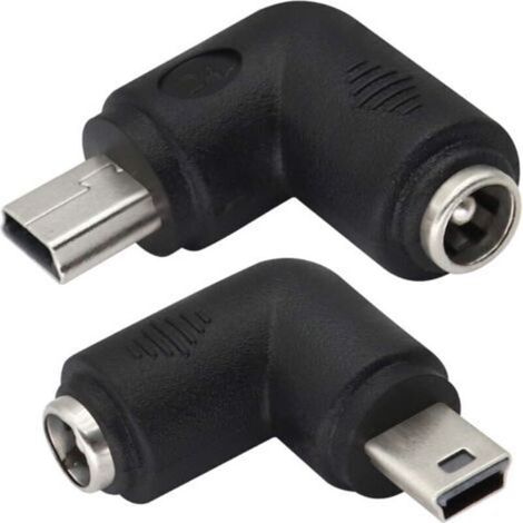 Adaptateur USB droit 90° mâle vers DC 5,5×2,1 mm – Lot de 2, pour chargeur 5 V, connecteur barillet mini, compact et gain de place (1/5)