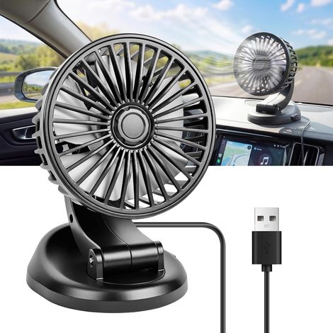 5V-Autolüfter, 360° drehbarer Autolüfter, USB-Fahrzeuglüfter, Tischlüfter für SUV, Wohnmobil, Boot, Campingfahrzeuge (Schwarz, A) (1/5)