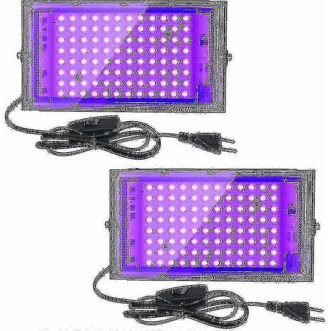 2 Stück 100W UV-LED-Strahler, schwarz, IP65 wasserdicht, ultraviolette LED-Lampe, Effektbeleuchtung für Aquarien, Partys, Neonfarben, Leuchtstoffröhren (1/5)