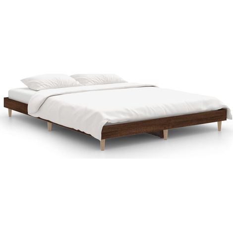 Maison Exclusive - Cadre de lit sans matelas chêne marron 135x190 cm (1/5)