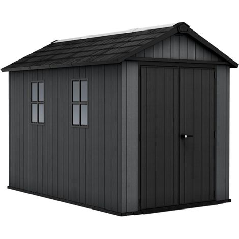 Keter Newton Plus Shed 7.5x11ft - Grey, All Weather Resistant, Easy to Clean