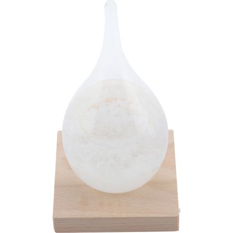 Bouteille tempête en verre goutte, station météo de bureau avec socle en bois LED, prédicteur météo déco, taille M (1/5)