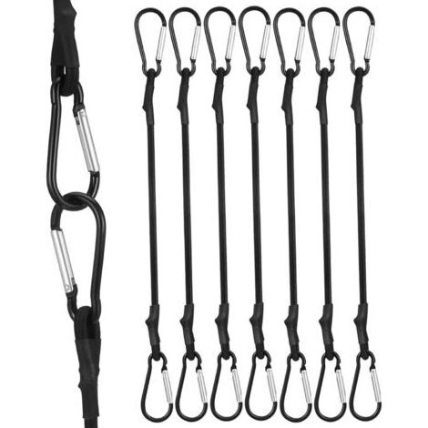 Tendeur Elastique - 30 Cm - Crochets Mousquetons En Alliage D'aluminium - Pour Voiles Solaires Rideaux Chargement Randonnée - Lot De 8 (1/5)