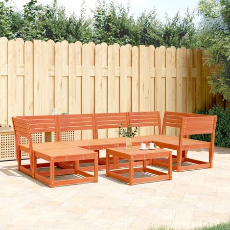 6-tlg. Garten-Sofagarnitur Wachsbraun Massivholz Kiefer vidaXL (1/5)