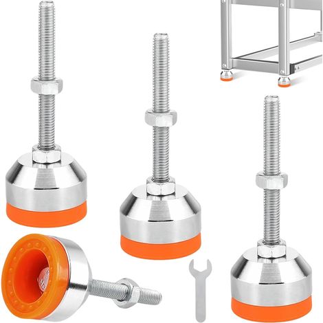 4pcs Nivellierfüße Schwerlast, Verstellbare Möbelfüße M10×80mmר40mm aus Kohlenstoffstahl, Maschinenfuße mit Gewinde Gummipuffer, Höhenverstellbare Stellfüße für Werkbank Maschine Tisch und Möbel (1/5)