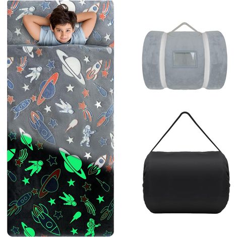 Sac de Couchage Lumineux Enfant, Tapis de Sieste Chaud,Astronaute (1/5)