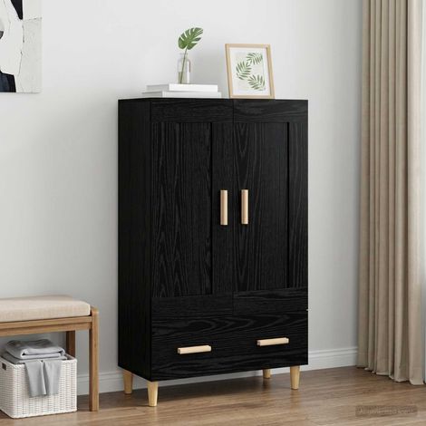 Meuble haut de rangement 1 tiroir en bois d’ingénierie chêne noir 70 x 31 x 115 cm - PANGIVO (1/5)