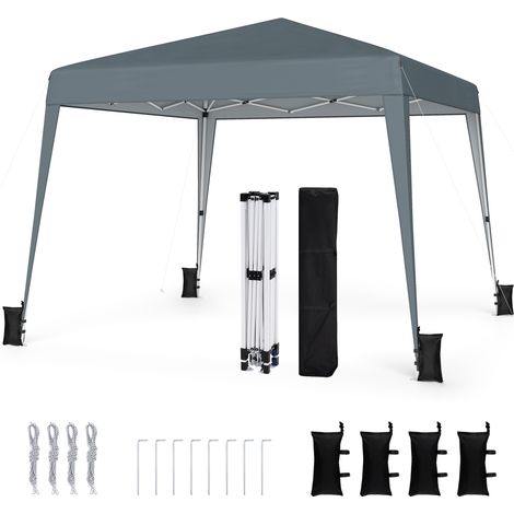 Tonnelle Pliante 3 x 3 m, Pop-up, Tente de Jardin Exterieur Imperméable avec Sac de Transport, Piquets, Pergola Jardin Exterieur pour Camping, Gris (1/5)