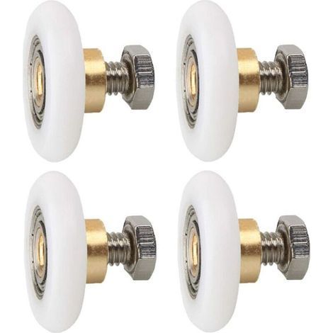 4 pieces Shower Door Caster, Replacement Wheels for Shower Door Replacement Casters for Grooved Shower Door with Screws Diameter 23 mm (1/5)