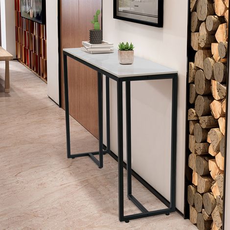 Metal Frame Marble Effect Console Table Accent Side Table Hall Entryway Furniture Desk (1/5)