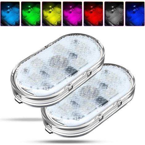 2er-Pack RGB-Autoinnenraumbeleuchtung, Autoinnenraumlampe mit Touch-Schalter, LED-Autoinnenraumbeleuchtung, mehrfarbige Ambientebeleuchtung mit USB-Anschluss (1/4)