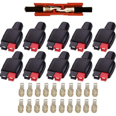 10 paires (10 Noir + 10 Rouge) 45 Amp + 20 Plaqué argent contacts en cuivre pour Anderson Powerpole Quick Disconnect Power Bornes Connecteurs (1/5)