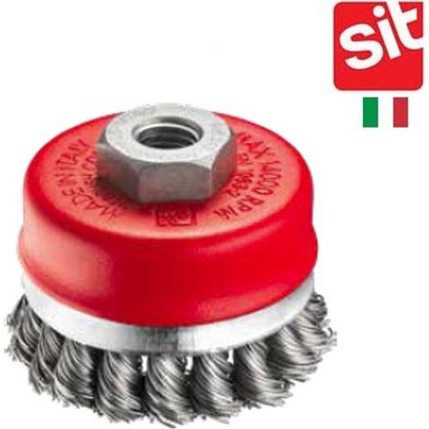 Brosse coupe mèche torsadée avec bague de retenue Sitbrush - Diamètre 70 mm - sortie des fils 17 mm. - Fil acier ø 0,50 mm