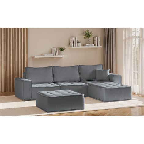 Ecksofa Modulsofa 4-teilig SANDE Stoff Alpine Anthrazit Ottomane Rechts (1/5)