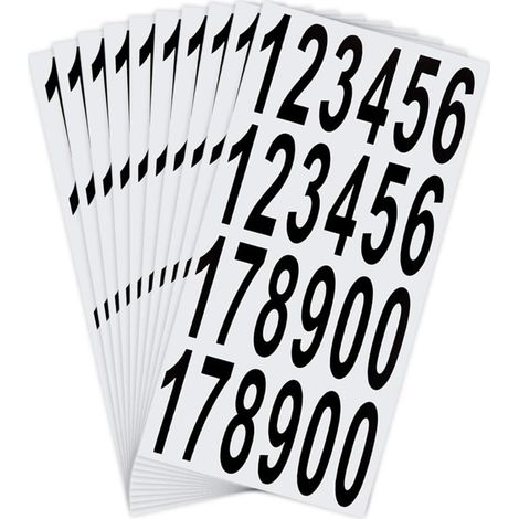 10 feuilles d'autocollants de Numéros de Boîte aux Lettres Autocollants Adhésifs Imperméables pour Boîte aux Lettres, Maison, Porte, Numéro d'adresse, Intérieur ou Extérieur (7.5 cm) (1/4)