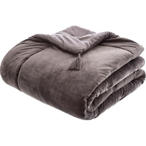 Velours-Steppdecke Sonia 80 x 180 cm Atmosphéra - Grau