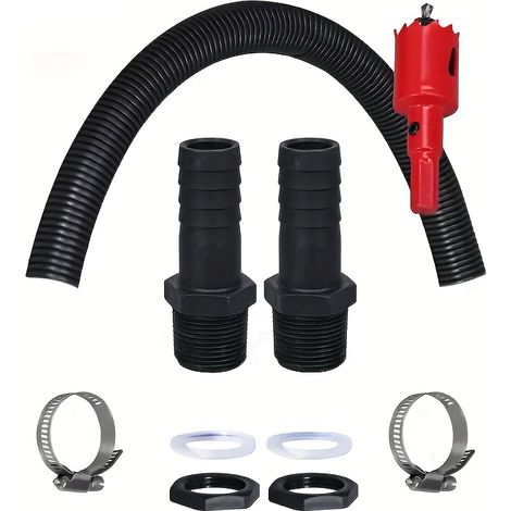 Kit de tuyau de trop-plein pour baril de pluie, système de raccordement et de distribution à double baril, pour la collecte des eaux de pluie (1/5)