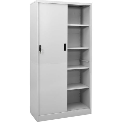 Maison Exclusive - Armario oficina puerta corredera acero gris cl