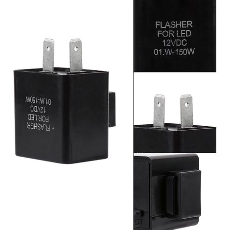 12V 2-poliges schwarzes Blinkrelais für Motorräder, LED-Kontrollleuchte, Blinksignal (1/5)