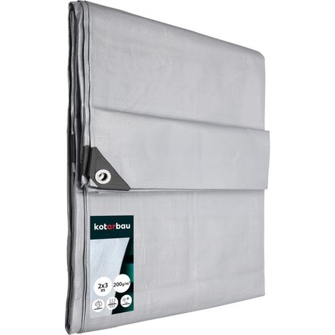 KOTARBAU® Telone PVC protettivo in tessuto 2 x 3 m argento 200 g/m2 Teloni con occhielli rinforzati telo per coprire legna impermeabile occhiellato teloni pvc usati (1/5)
