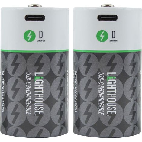 Lighthouse D USB-C Rechargeable Li-Ion Battery Pack of 2