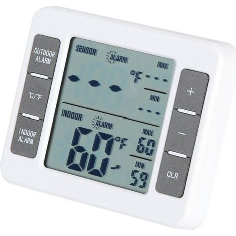 one for one Kabelloses digitales Gefrierschrank-Thermometer, Innen-/Außentemperatursensor mit akustischem Alarm