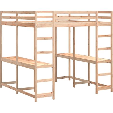 Hochbett mit Schreibtisch & Leiter 180x200 cm Massivholz Kiefer vidaXL