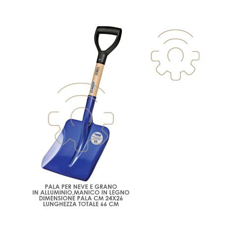 Pelle pelle en aluminium pour manche en bois de grain de neige cm 24 x 26 x 66 h pelle