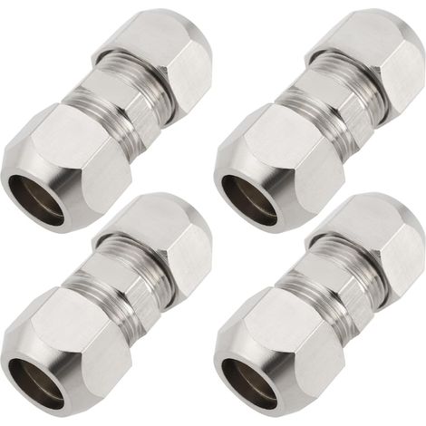 Lot de 4 Raccords à Compression en Cuivre de 10 Mm pour Tubes Droits Raccords à Compression pour Tuyaux Hydrauliques Tuyaux de Refroidissement Système de Carburant 10 X 36,5 Mm Argent (1/5)