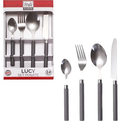 MAURY'S SET POSATE LUCY IN CONFEZIONE DA 24 PEZZI IN COLORE GRIGIO (1/5)
