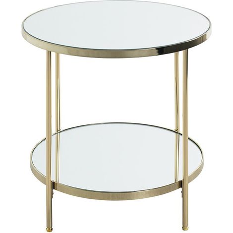 Table d'appoint doré en métal coloris doré et verre -diamètre 45 x hauteur 46 cm (1/3)