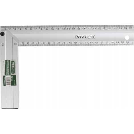 Escuadra de carpintero de aluminio con escala de medici贸n de 45 y 90 grados, 250 mm (1/2)
