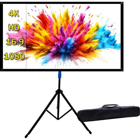 Écran de Projection Portable 70 Pouces avec Trépied - Écran de Projection Léger et Facile à Installer, Format 16:9, Compatible 4K - Idéal pour Cinéma Maison et Projections Intérieures/Extérieures【70″】 (1/5)