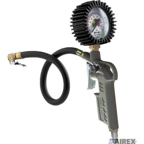 PISTOLA GONFIAGGIO PNEUMATICI GOMME ARIA COMPRESSORE CON MANOMETRO 12bar AIREX (1/2)