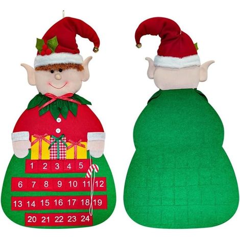 Calendario dell'Avvento in feltro per albero di Natale con comoda possibilità di appenderlo, tessuto per albero di Natale e decorazione della casa durante le feste (B) (1/5)